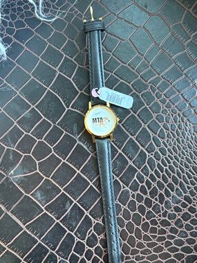 MT Maryland Logo Gold-Tone Watch with Black Strap